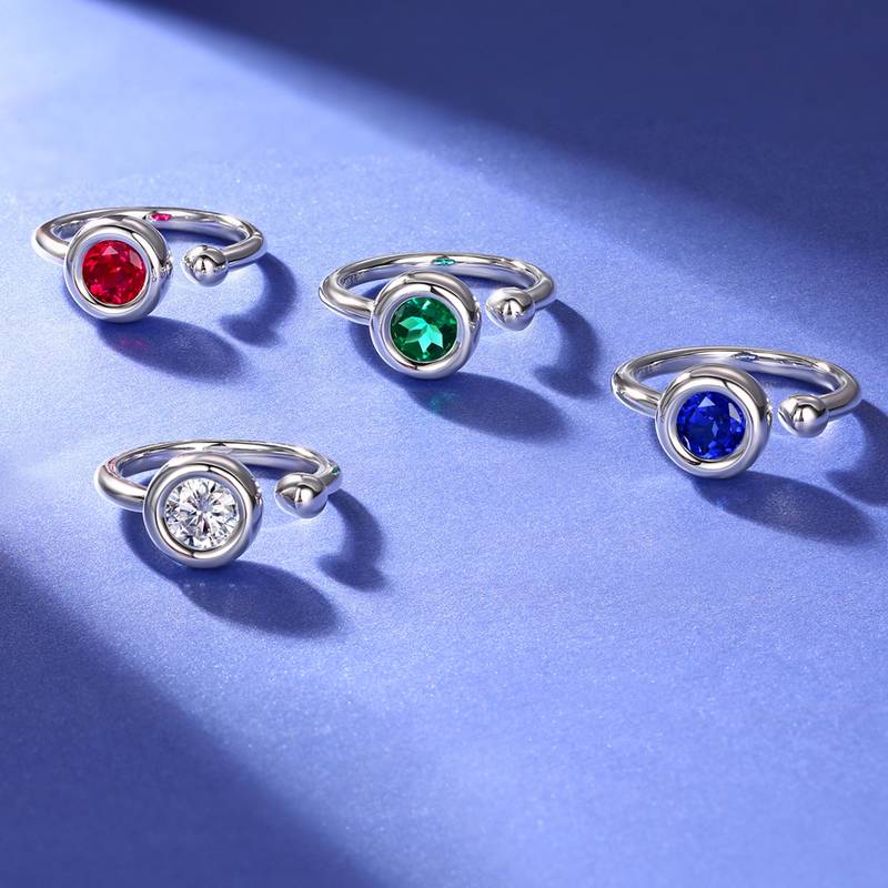 开口水泡S925银镀白金Women's Ring1ctD级